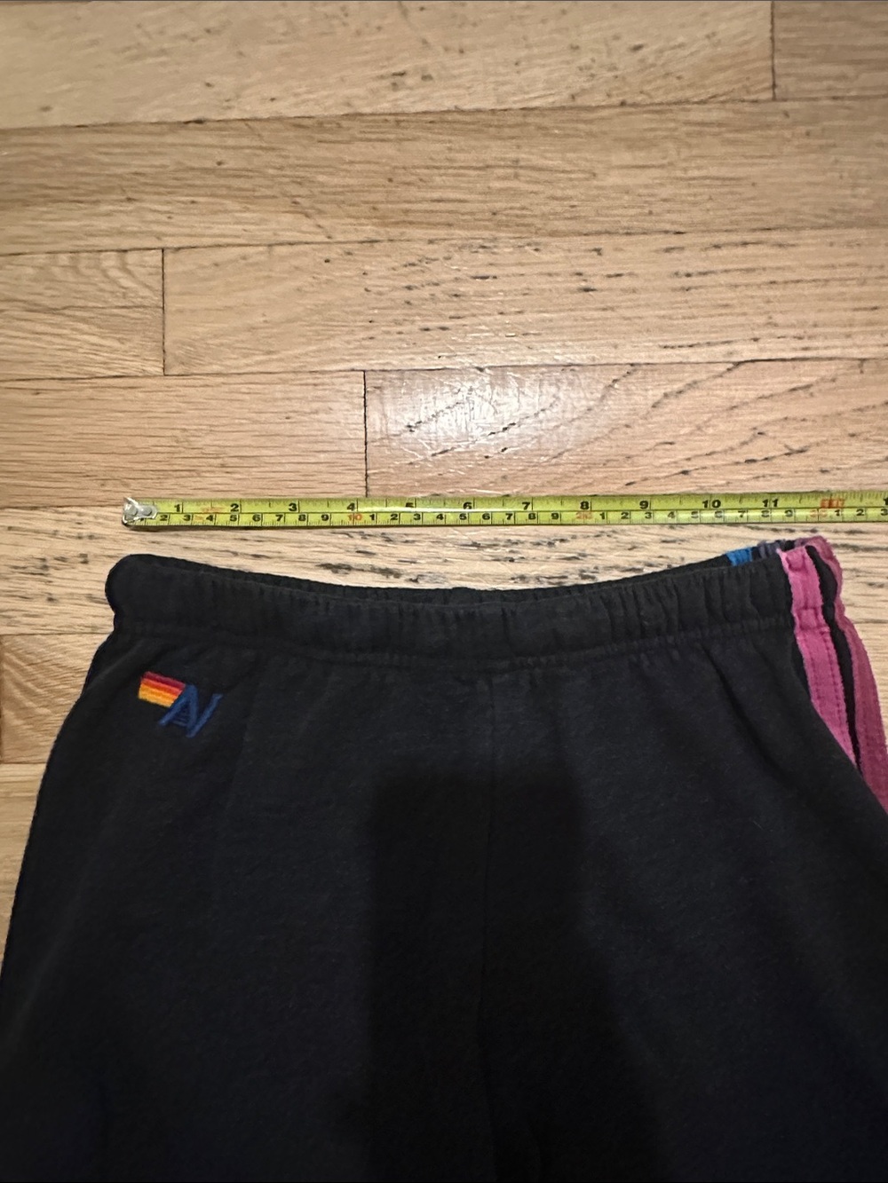 Aviator Nation Charcoal Joggers with 5 (Pink/Purple/Blue) Stripes- Small - Picture 9 of 11